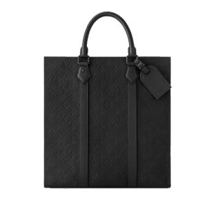 M21866 Louis Vuitton Sac Plat NV Black Embossed Taurillon Monogram cowhide leather